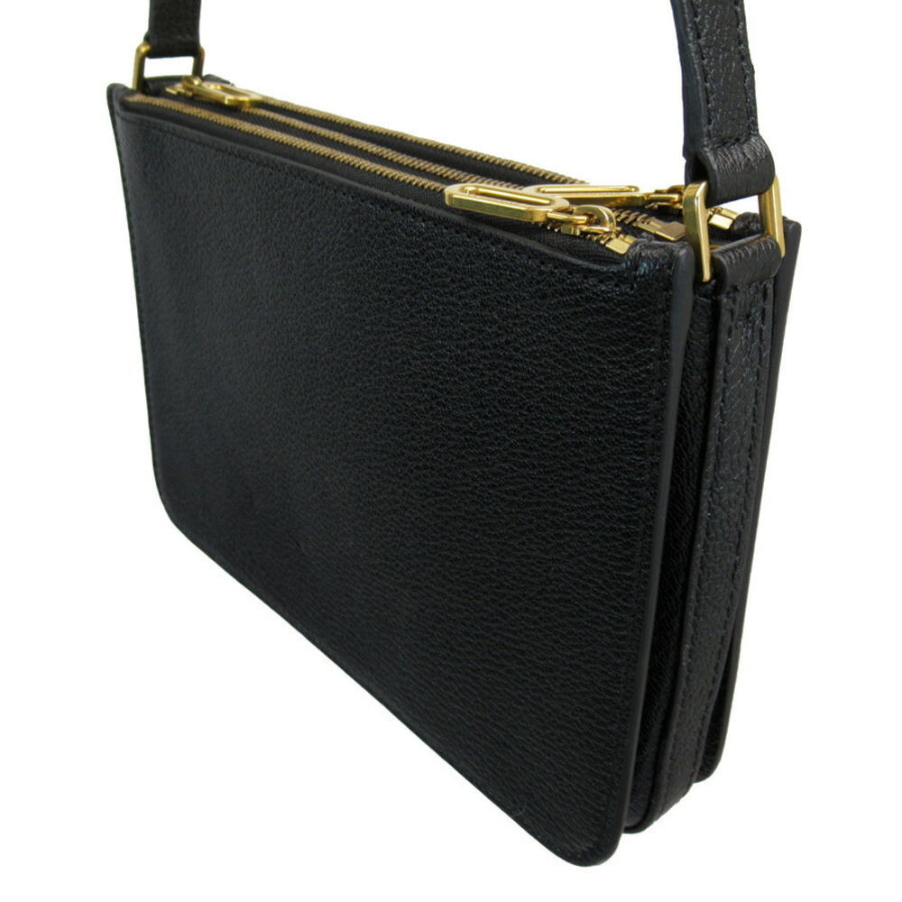 Burberry Crossbody Shoulder Bag Black Gold Leather - Picture 3 of 3